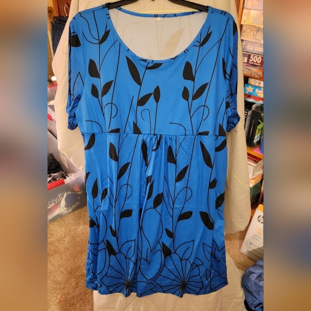 Blue Dress w Black Floral 3xl Dress